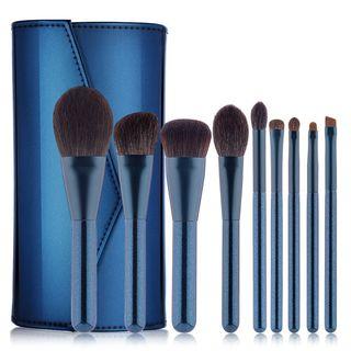 Set Of 9: Makeup Brushes + Makeup Pouch As Shown In Figure - One Size
