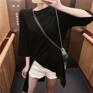 Elbow-sleeve Split Hem T-shirt Dress