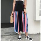 Striped Panel Midi Skirt