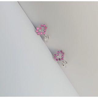 Rhinestone Heart Dangle Earring 1 Pair - Stud Earring - As Shown In Figure - One Size