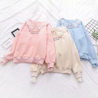 Lace Collar Embroidered Pullover