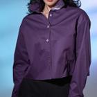 Layered Collar Long-sleeve Cropped Shirt