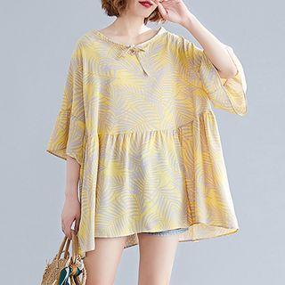 Print Panel Bell-sleeve Shirt