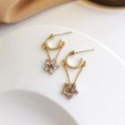 Flower Rhinestone Chained Alloy Dangle Earring 1 Pair - S925 Silver - Gold - One Size
