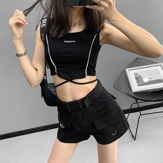 Reflective Tie-hem Crop Tank Top