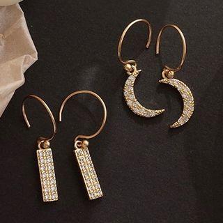 Rhinestone Crescent / Bar Earrings