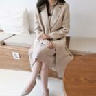 Double-breasted Wool Coat Beige - One Size