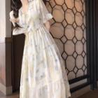 Printed Tiered Midi A-line Chiffon Dress