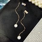 Faux Pearl Swirl Dangle Earring 1 Pair - Silver Needle - Gold - One Size