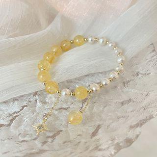 Freshwater Pearl Bead Bracelet Yellow - One Size