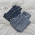 High-waist Split Straight-cut Jeans