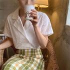 Short-sleeve Double-breasted Blouse
