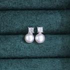 925 Sterling Silver Rhinestone Faux Pearl Dangle Earring 1 Pair - Stud Earring - Rhinestone & Faux Pearl - White - One Size