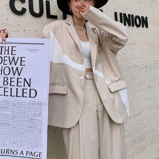 Two-tone Blazer / High Waist Dress Pants