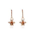 Fashion Simply Plated Rose Gold Angel Earrings With Champagne Austrian Element Crystal Rose Gold - One Size