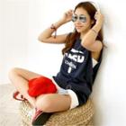 Sleeveless Layered Lettering Top