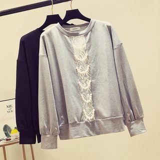 Beaded Lace Panel Sweatshirt