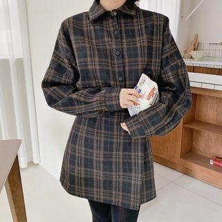 Woolen Plaid Over-fit Shirt