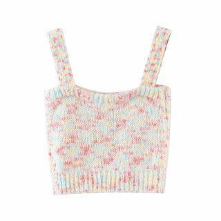 Melange Knit Camisole Top Pink & Light Blue - One Size
