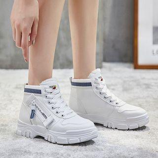 Fleece-lined Lace-up Platform Boots