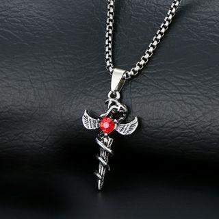Eagle Sword Rhinestone Alloy Pendant Leather Necklace (various Designs)