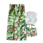 Set: Floral Print Tankini + Cover-up Skirt