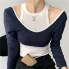 Long-sleeve Cropped Top / Knit Vest