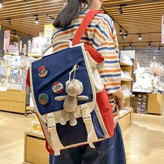 Color Block Buckled Flap Backpack