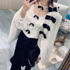 Choker-neck Bow Ruffle Trim Blouse
