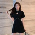 Set: Cut Out Short-sleeve Top + Shorts