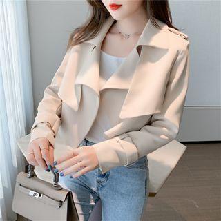 Open Front Notch Lapel Cropped Jacket