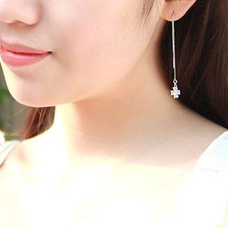 Rhinestone Clover Thread Through Earrings