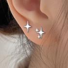 Asymmetrical Star Stud Earring 1 Pair - With Earring Back - Silver - One Size
