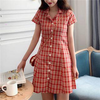 Plaid Buttoned Dress