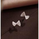 S925 Silver Rhinestone Bow Stud Earring 1 Pair - One Size