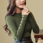 Buttoned Sleeve Knit Top