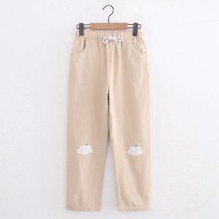 Straight-fit Cloud Embroidery Pants