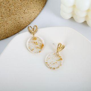 Dangle Heart Earring 1 Pair - 925 Silver Stud Earrings - One Size