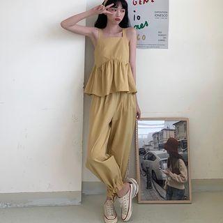 Ruffle Hem Camisole / Cropped Harem Pants