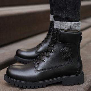 Genuine Leather Embossed Short Boots