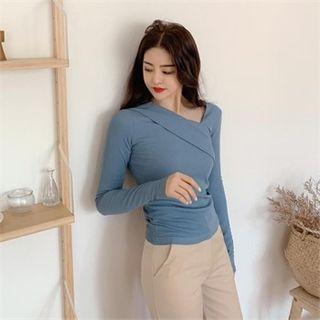 Asymmetric-neck Fitted Top