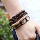 Woven Genuine Leather Bracelet Set As Shown In Figure - One Size