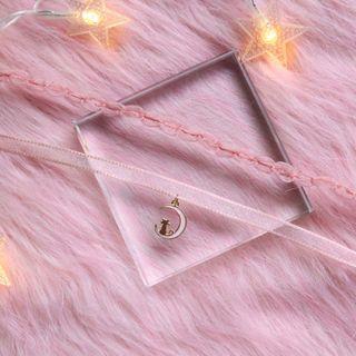 Moon Cat Pendant Choker / Mesh Choker