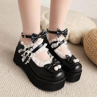Platform Ruffled Mary Jane Shoes