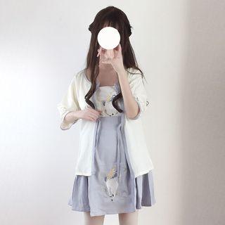 Embroidered Camisole Top / Light Jacket / A-line Skirt / Set: Embroidered Camisole Top + Light Jacket + A-line Skirt