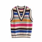 Striped Pointelle Knit Sweater Vest