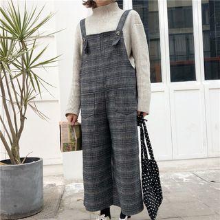 Plaid Cropped Wide Leg Jumper Pants