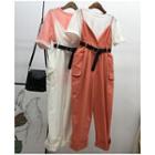 Spaghetti-strap Cropped Suspender Pants White - One Size