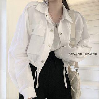 Drawcord Button-up Plain Jacket