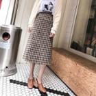 Tweed Plaid Midi Skirt